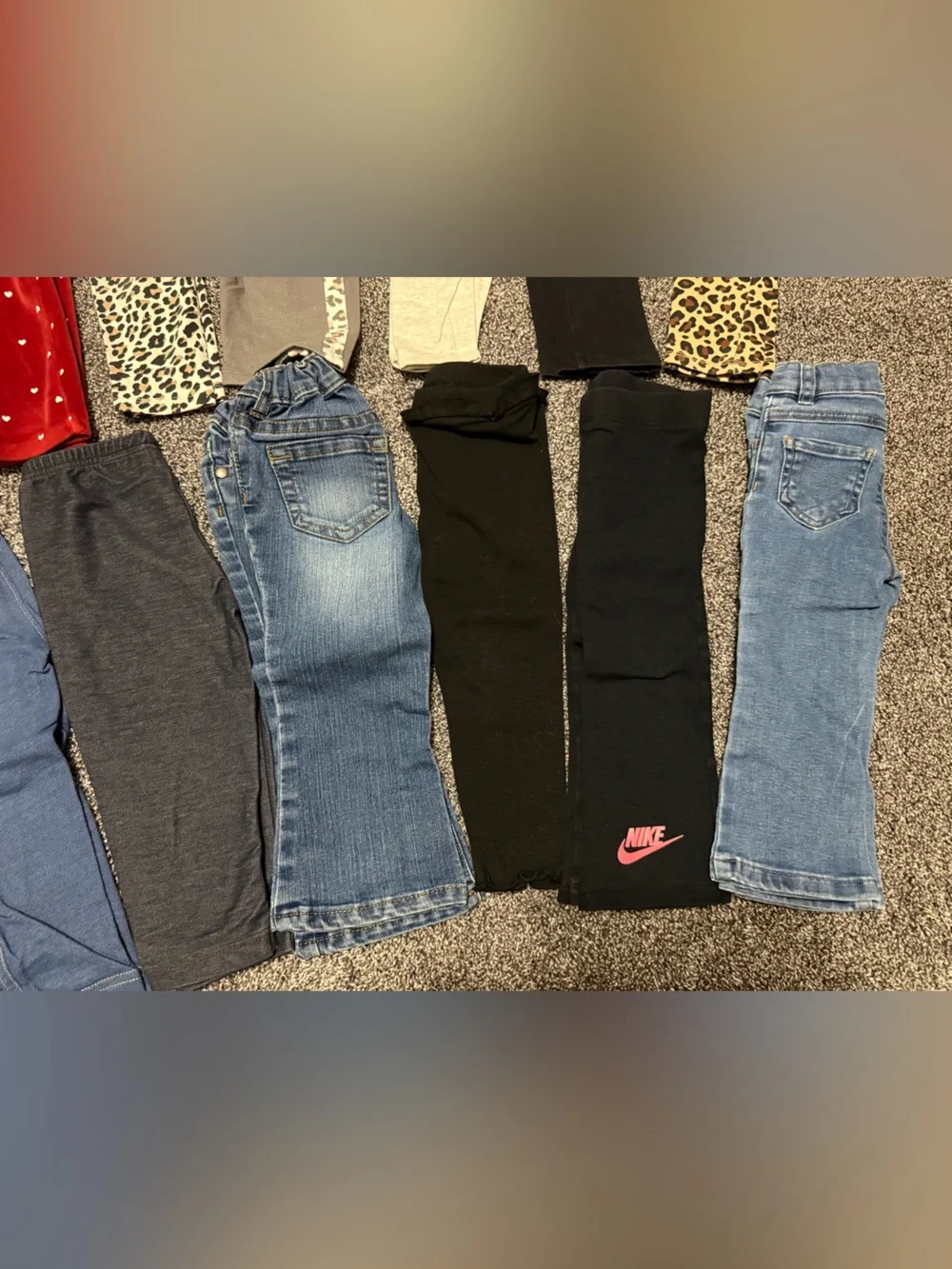 18 month baby girls pants denim cheetah leopard velvet Nike